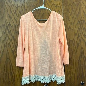 Kori America Pink 3/4 Sleeve Top